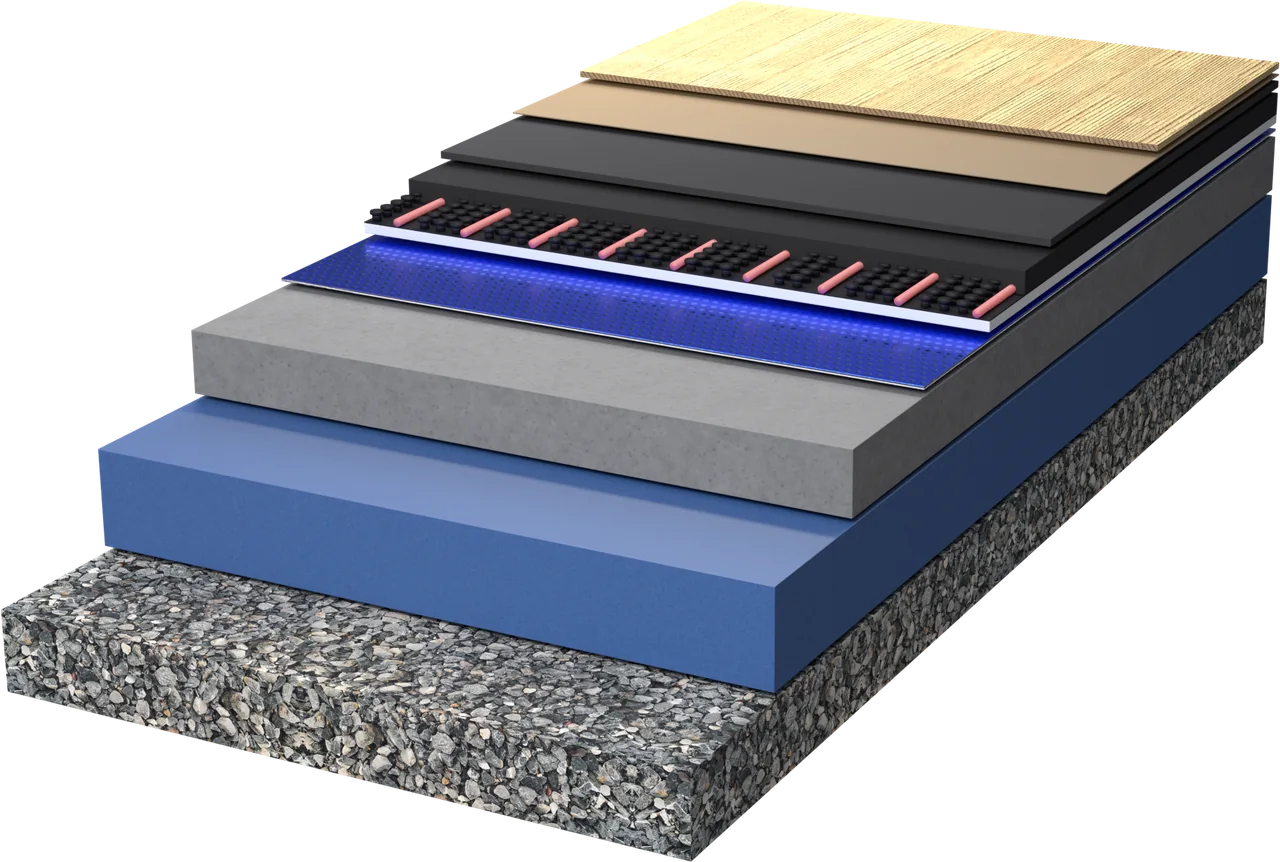 3D-Rendering: Fußboden auf Betondecke
